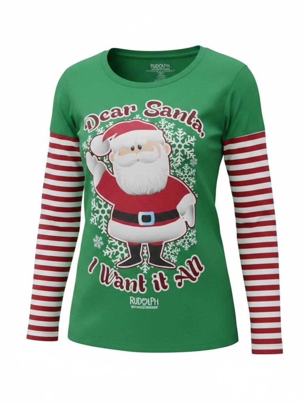 Rudolph Dear Santa I Want It All Christmas Shirt Junior XXL Holiday Graphic Tee